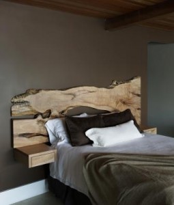 Natural wood headboard with eco finish, designed by the author